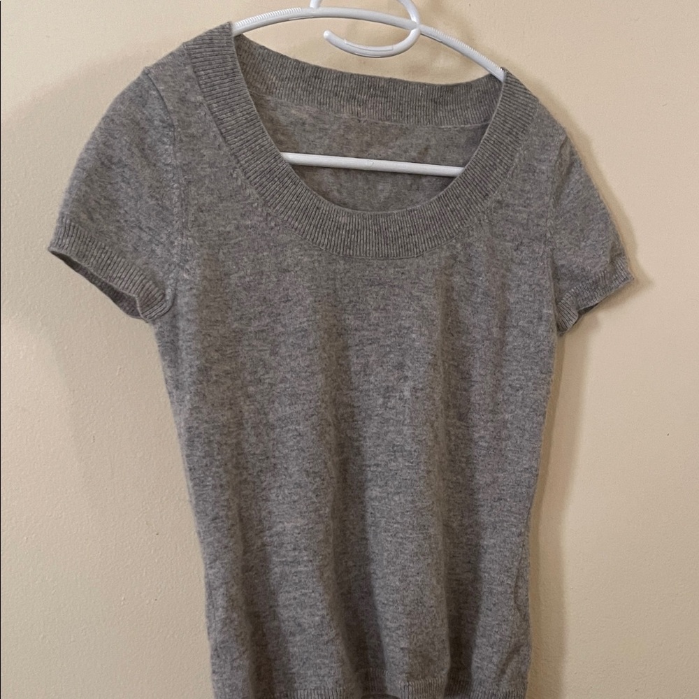 Scenic 100% Cashmere Gray short  sleeve top small measurements provided
